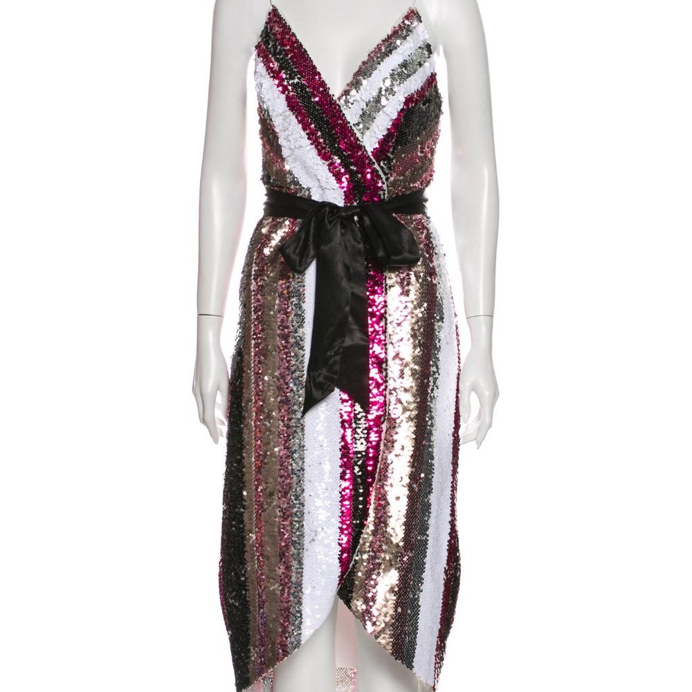 $248 NWT Aidan Mattox Sequin Wrap Dress - Picture 9 of 12